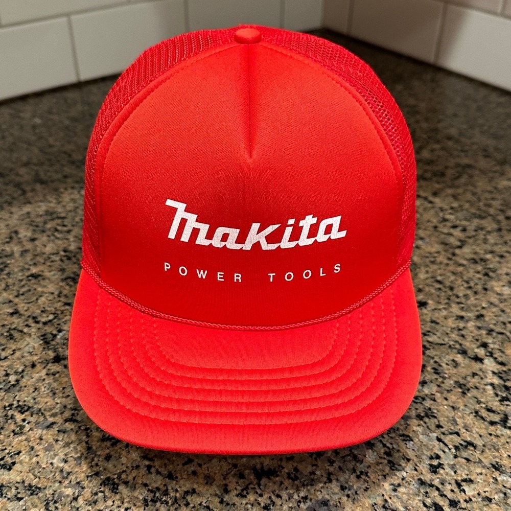 Vtg 90s Makita Trucker Hat Snapback Red One Size Adjustable Power Tools Cap
